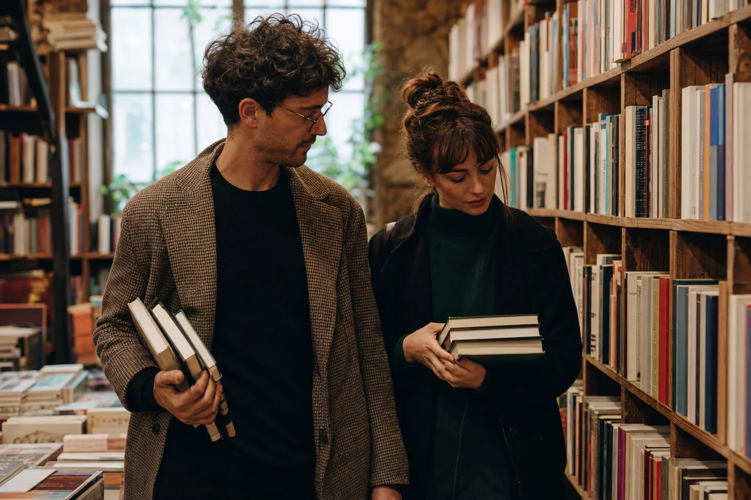 Bookstore Three-Pick Date date-night setting.