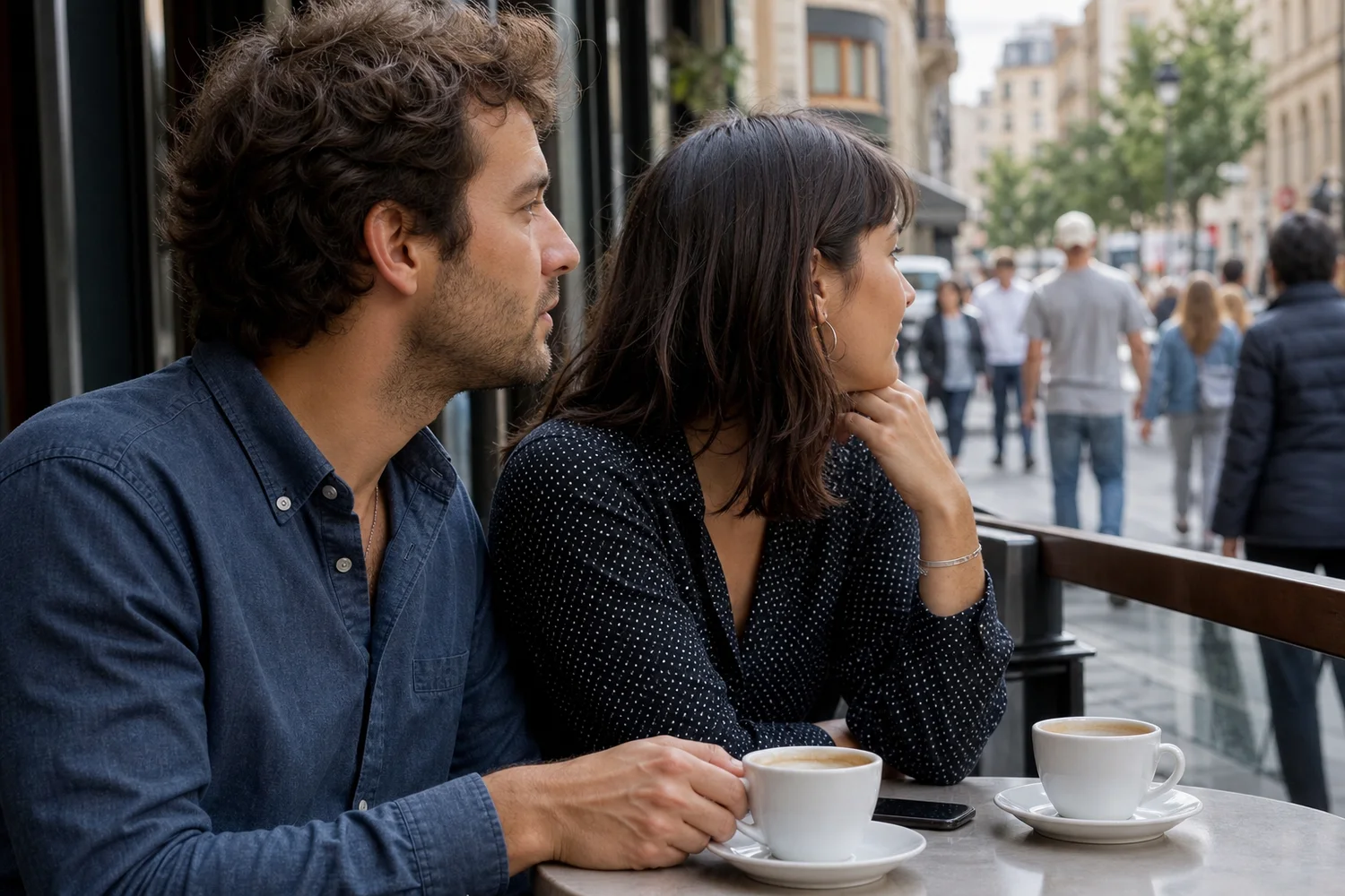 Coffee and People-Watching date-night setting.
