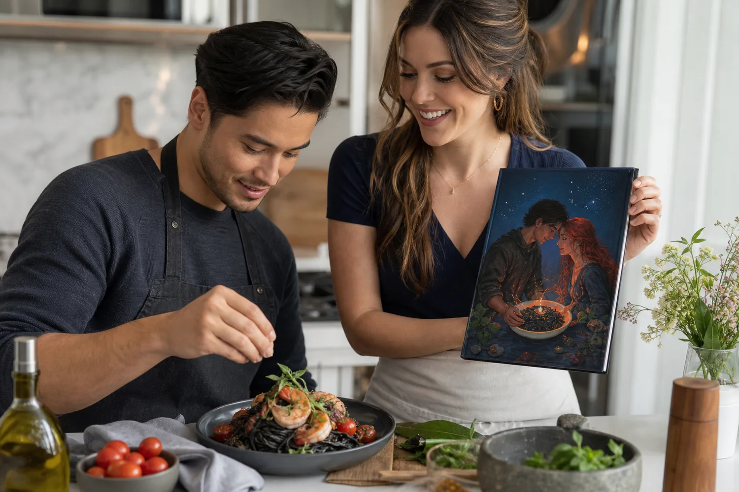 Cookbook Cover Challenge date-night setting.