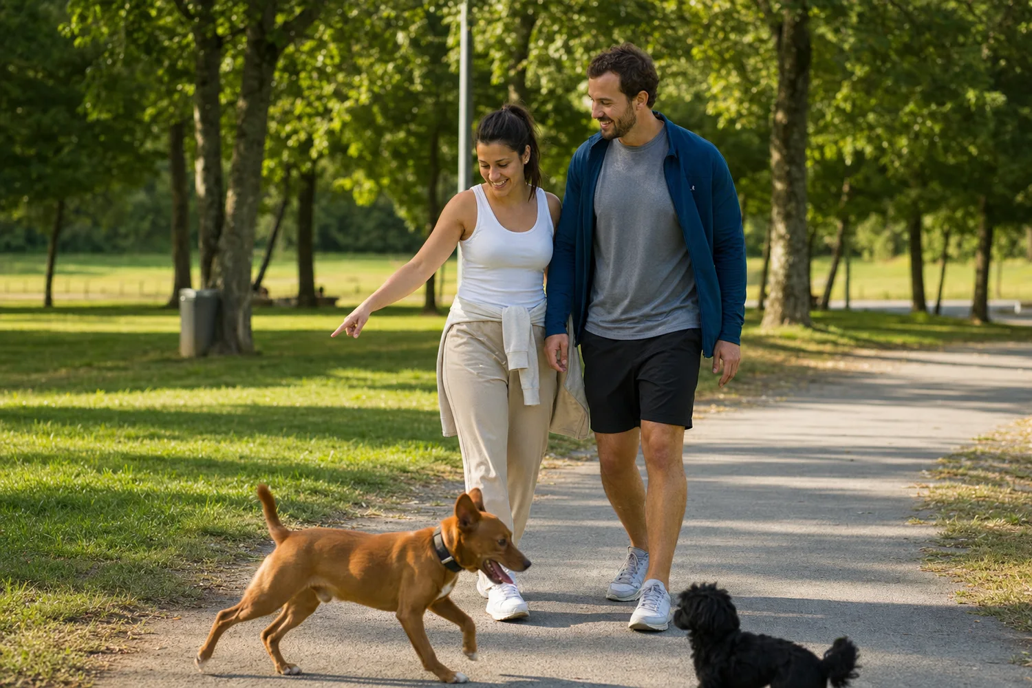 Dog-Watching Park Walk date-night setting.