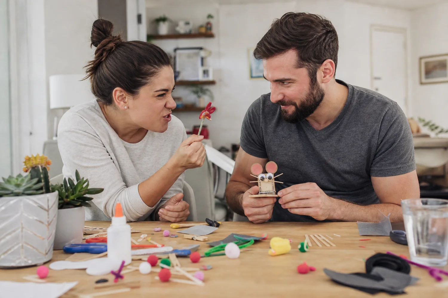 Dollar-Store Craft-Off date-night setting.