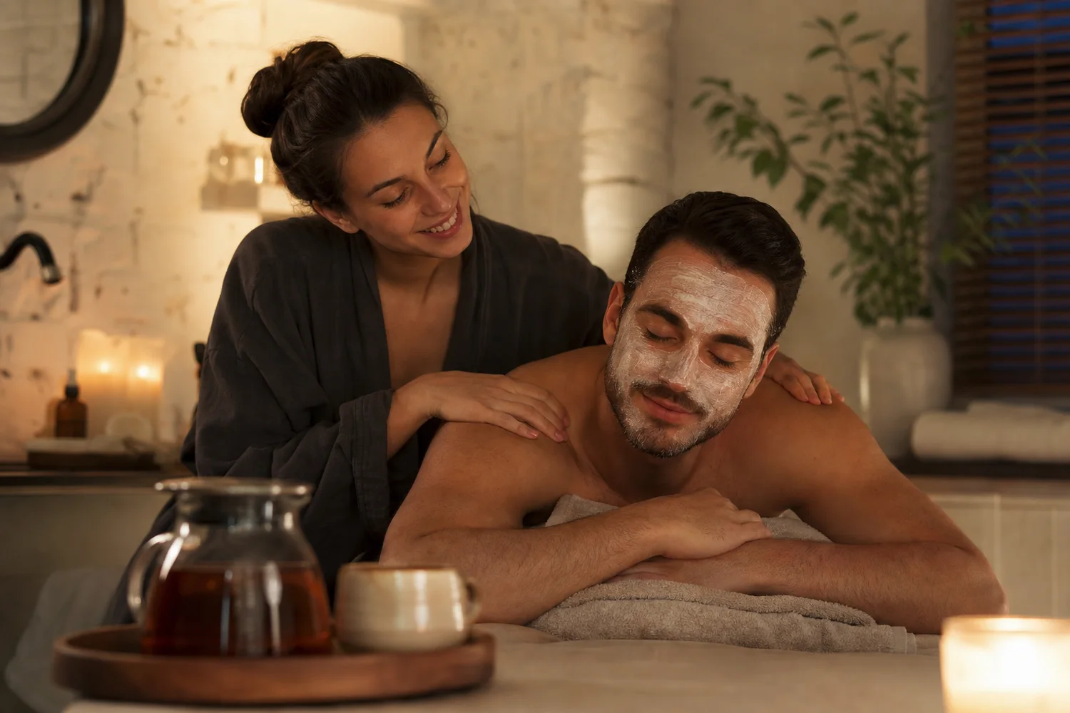 Home Spa Trade-Off date-night setting.