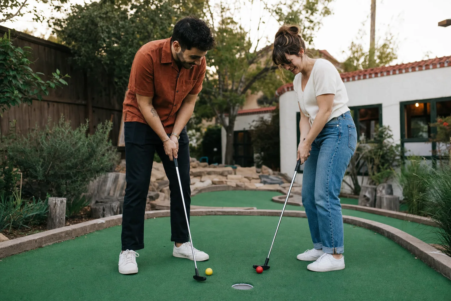 Mini-Golf With Bonus Rules date-night setting.