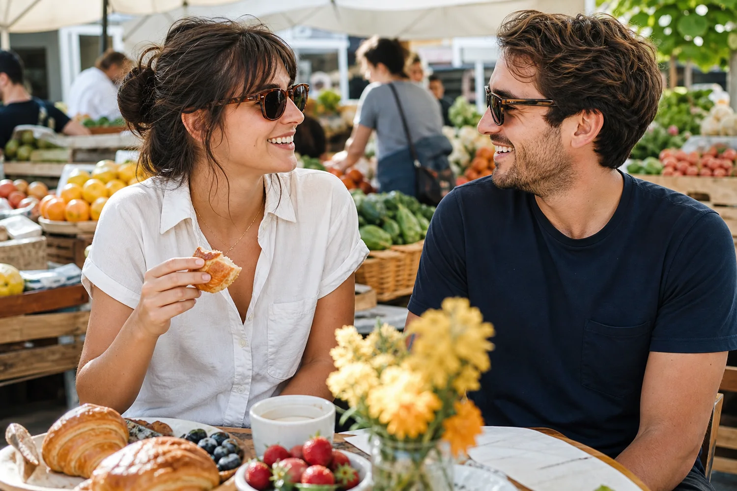 Morning Market Breakfast date-night setting.