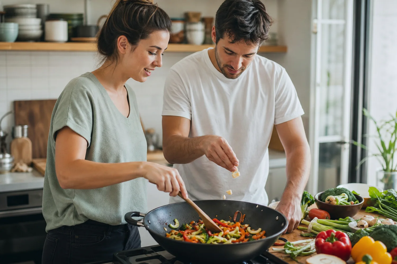 No-Recipe Stir-Fry date-night setting.