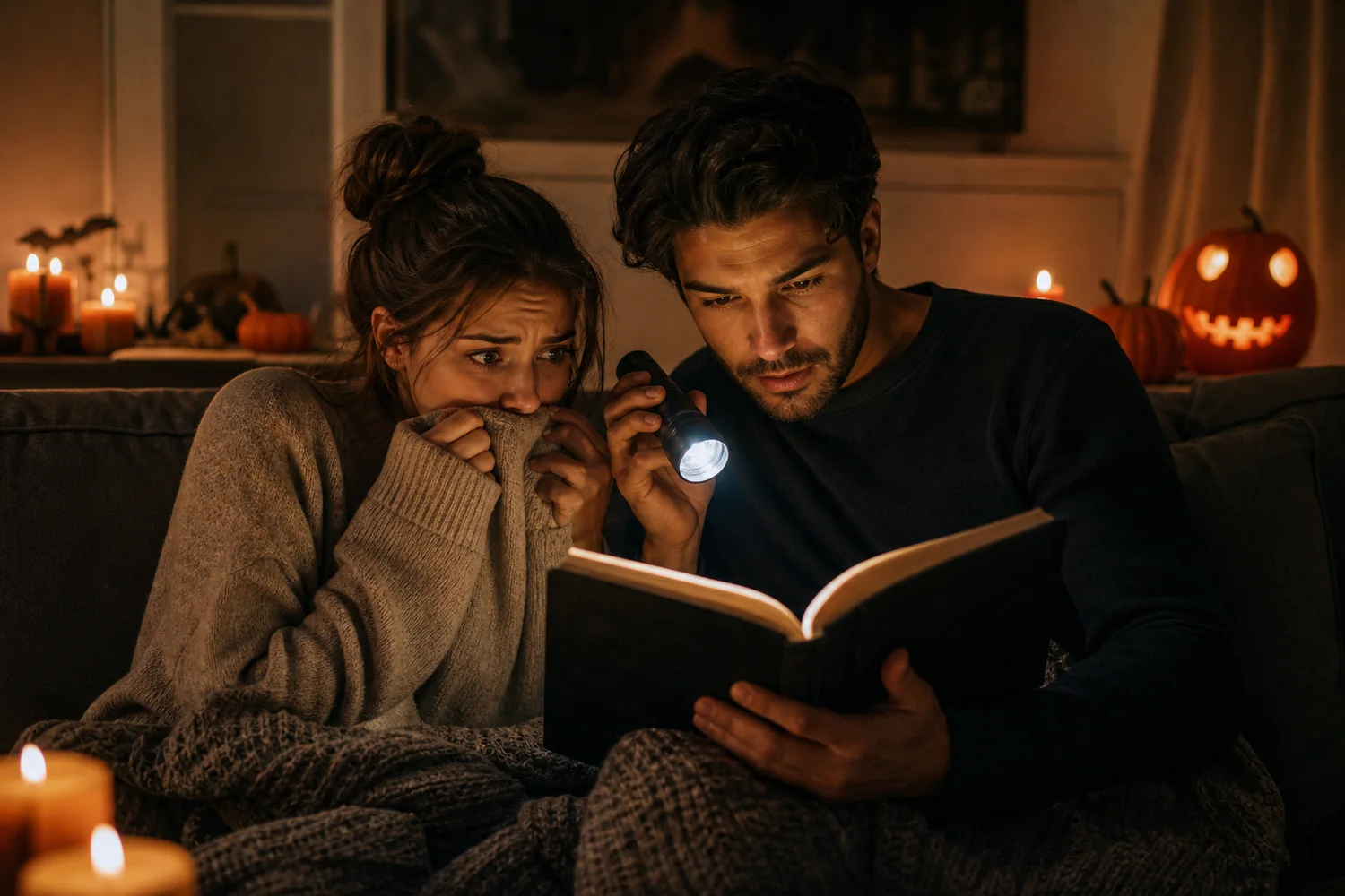 Scary Story Reading Date date-night setting.