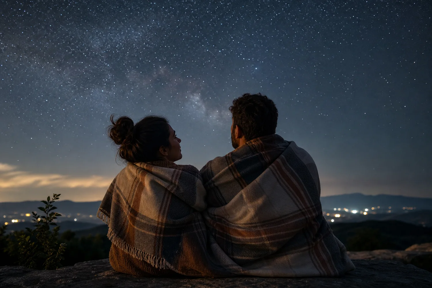 Stargazing With a Shared Blanket date-night setting.